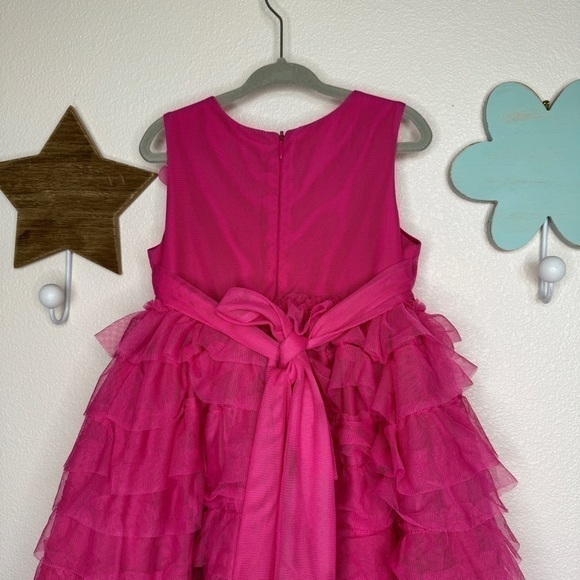 Pippa and Julie Tiered Tulle Hot Pink Barbie Dress Girls 4 - Picture 8 of 10